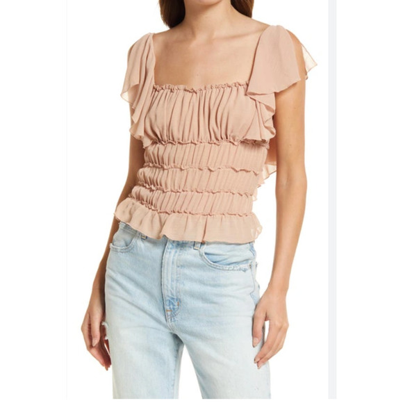 Free People Tops - Free People Juliet Blush Pink Ruffle Bodysuit